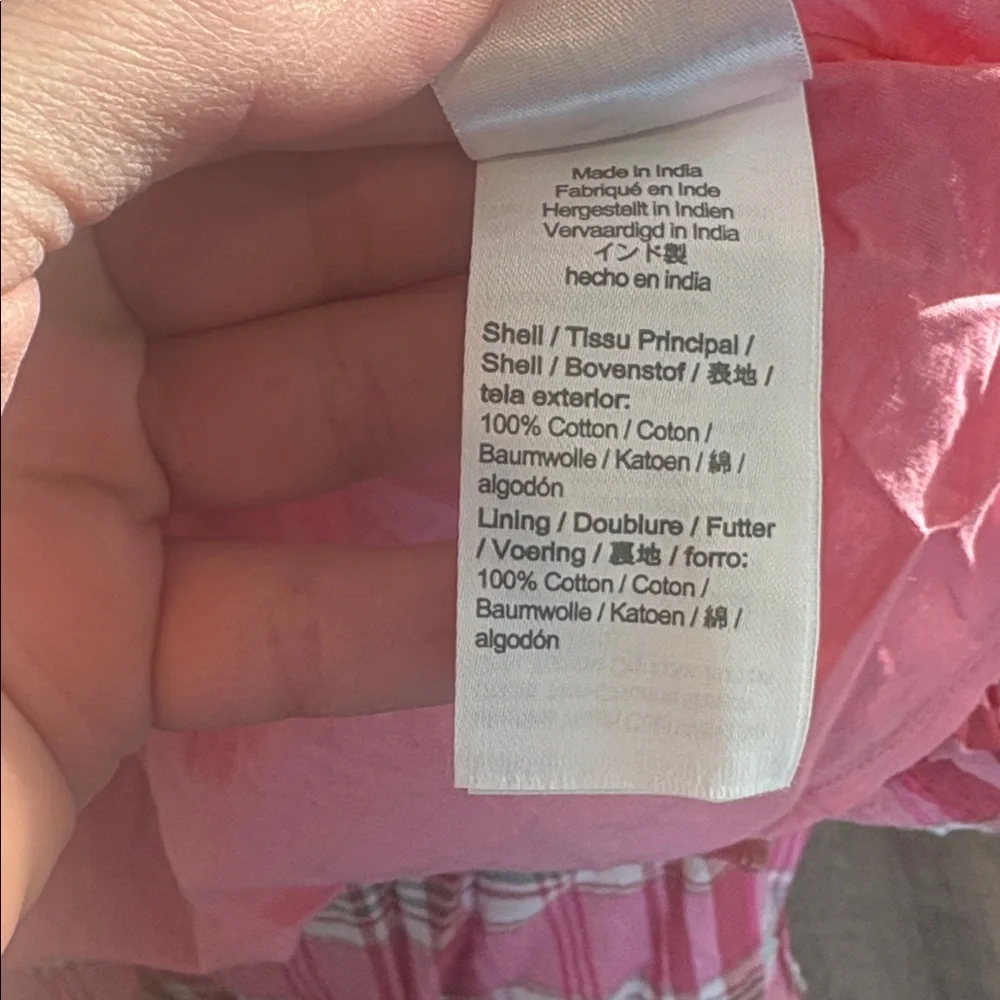 Crewcuts J. Crew Plaid Ruffle Sleeve Dress Girl's 4 Pink and White Sleeveless